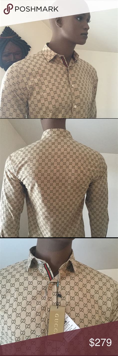 gucci button down shirts men|Gucci button up shirt.